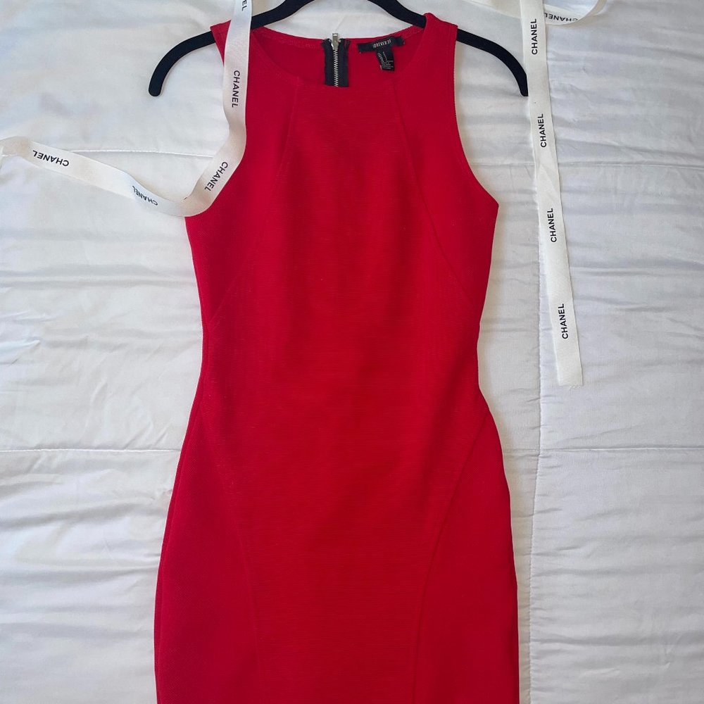Forever 21 Bodycon High Neck Red Mini Dress
